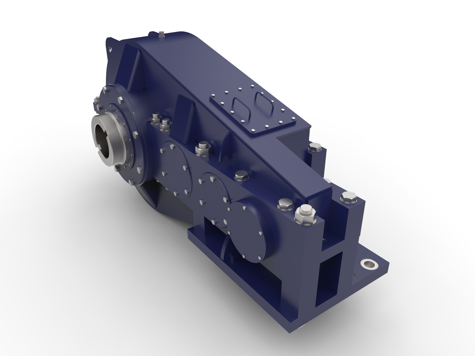 三级斜齿轮减速箱3D图纸 Solidworks设计 附IGS STEP